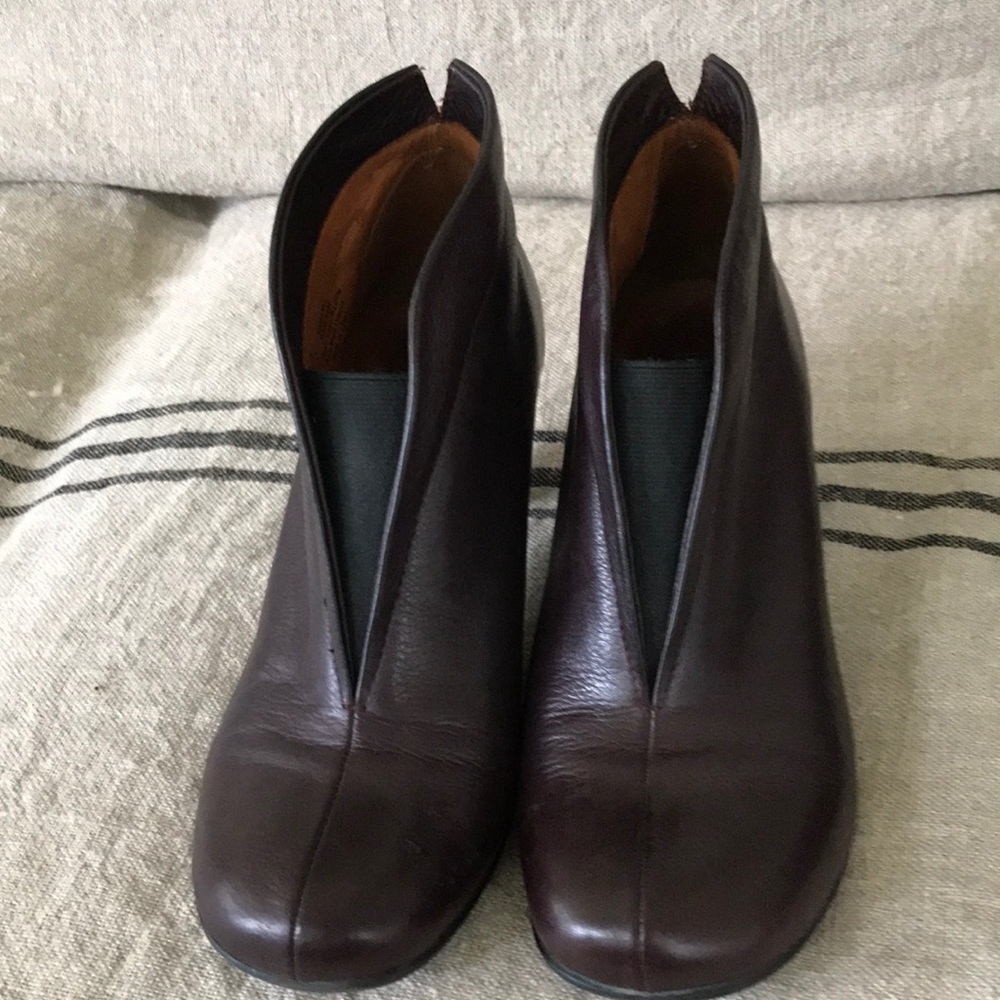 Gentle Souls by Kenneth Cole Eggplant Leather Booties-Comfort Footbed